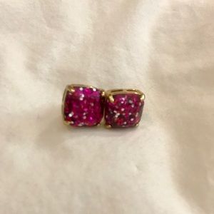 Kate Spade Pink Glitter Square Stud Earrings